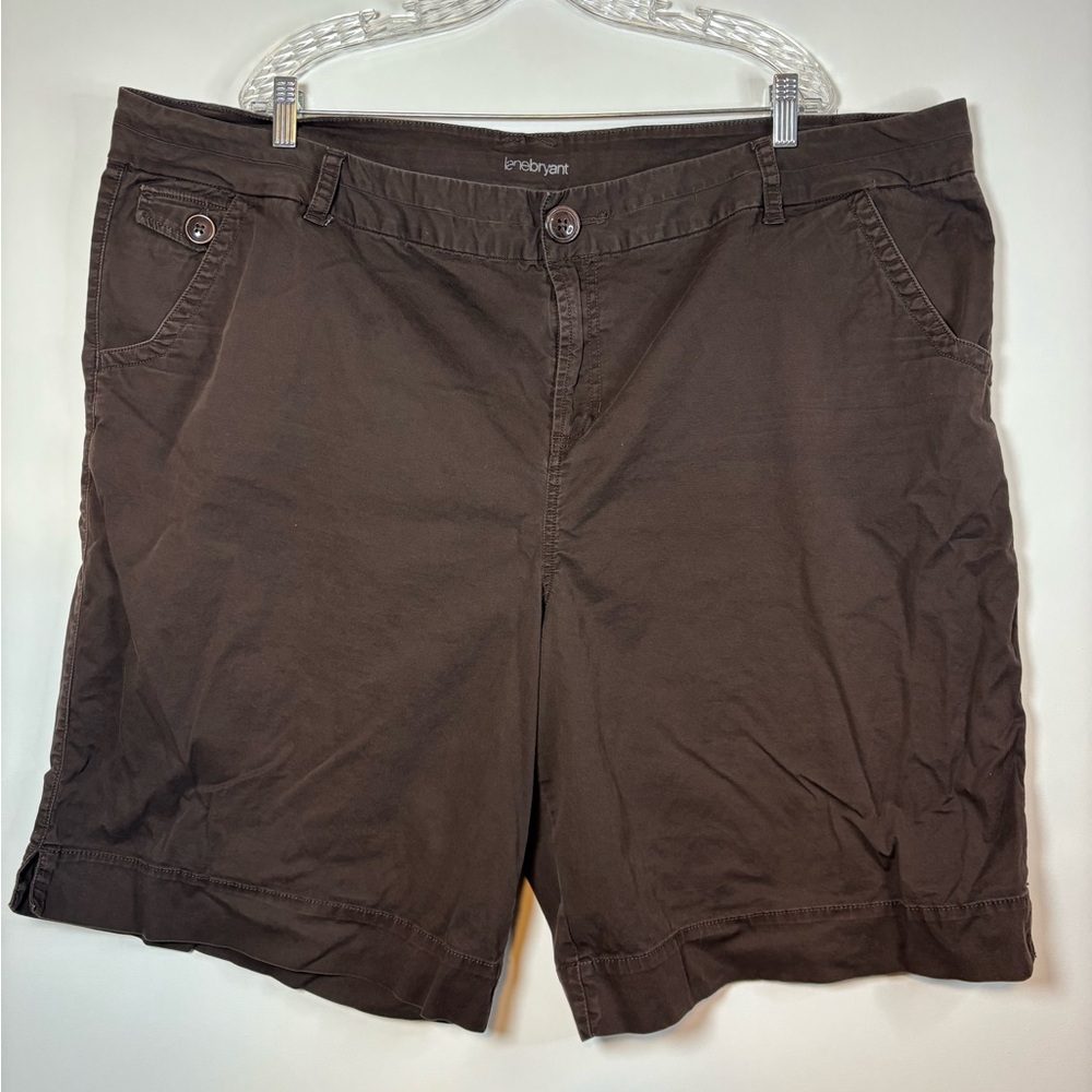 Women’s Lane Bryant Brown Flat Front Chino Shorts Size 26